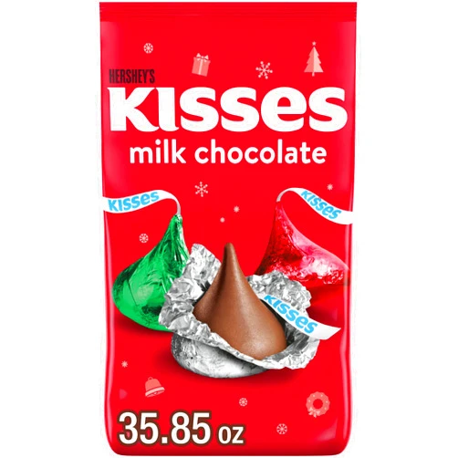 Kisses HERSHEY'S KISSES Milk Chocolate, Christmas Candy Bulk Bag, 35.85 oz