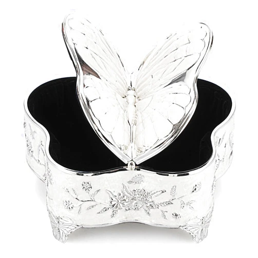 Hipiwe Metal Jewelry Box Butterfly Shape Treasure Chest Vintage Decorative Trinket Organizer Ring Holder Keepsake Box Retro Engraved Jewelry Storage Box Gift for Women