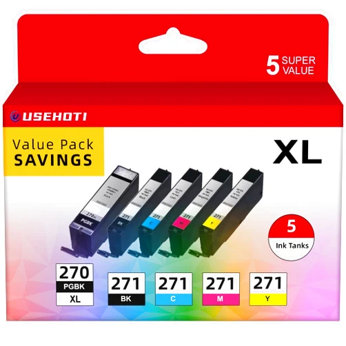USEHOTI 270XL 271XL Compatible for Canon 270 271 Ink Cartridges Work with Canon TS6020 TS9020 MG7720 MG6821 MG5720 MG5721 MG5722 (PGBK Black Cyan Magenta Yellow, 5XL Pack)