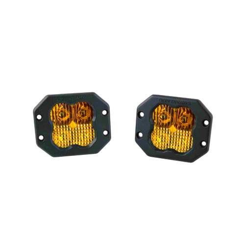 Diode Dynamics Stage Series 3in SAE/DOT Yellow Sport Flush Mount LED Pod (pair), Combo (DD6719P)