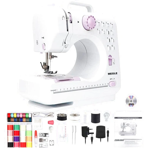 MEGLE Sewing Machine for Beginners, 12 Build-in Stitches, 53 PCS Accessories, 5 Languages Manual, Instructional DVD, FHSM-505A