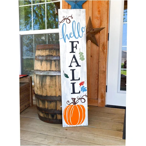 HOUVSSEN Hello Fall Porch Sign Fall Pumpkin Porch Sign Wood Sign Halloween Decor Metal Tin Signs 8x12 Inch Tin Sign/Poster Metal,Tinsign