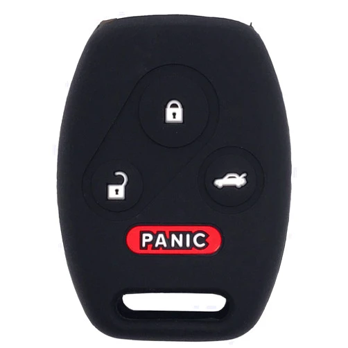 Arrvweer 4 Buttons Protector Silicone Key Fob Cover Skin Jaket For Honda 2003-2012 Accord 2006-2013 Civic EX 2009-2015 Pilot 2005-2006 CR-V Ridgeline Odyssey Key Fob (Black)