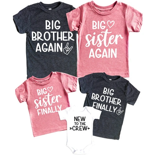 Teeny Fox Big Brother Again Sister Finally New to Crew Sibling Announcement T-Shirt