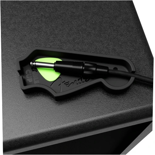Small Stage Cable Cup Fender® Pick & Cable Holder | Adhesive-Free Amp-Top or Tabletop Tray Using Microsuction Technology | Strat® Headstock Shape