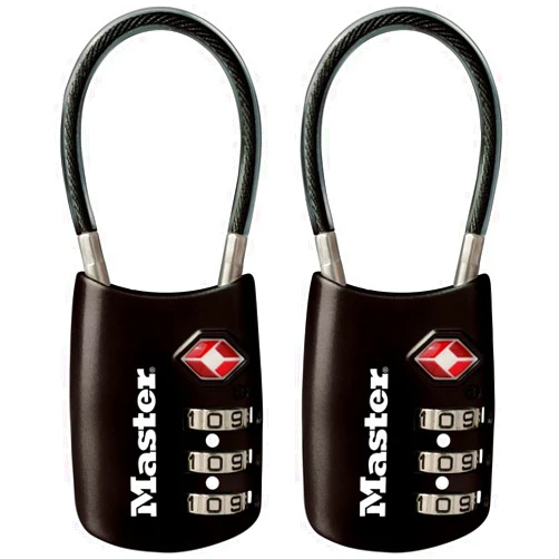Master Lock Padlock, Set Your Own Combination TSA Locks for Luggage, Travel Zipper Lock with Cable Shackle is 1-3/16 in. Wide, Colors May Vary, 4688T, 2 Count (Pack of 1)