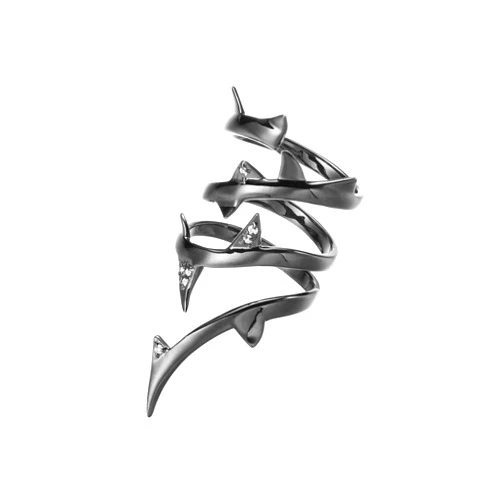 MAJADE Jewelry Thorn full finger ring by Majade. Black ring for her, Crown of thorn long finger ring, goth nature inspired ring. Handmade 925 sterling silver diamond ring. Wrapped statement ring. Wiccan jewelry.