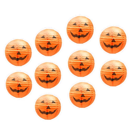 Mudra Crafts Halloween Paper Jack-O-Lantern, Orange Pumpkin Lamp, 12-Inch, Set of 10