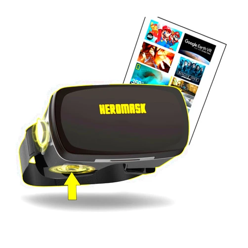 Heromask PRO - Virtual Reality Gaming Headset + Free VR Games Guide. Gamer Button and Fabric finishes. Compatible with Android Phone and iPhone 11, X, 8, 6... Samsung s10, s9, s8, Note 10, Note 9 etc