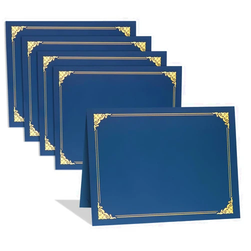COIDEA Certificate Holders, 5 Packs, Navy Blue Diploma Holders, Diploma Covers with Gold Foil Border for Letter Size 8.5 x 11 Certificate Paper, Cardstock, Award, Graduation, Documents