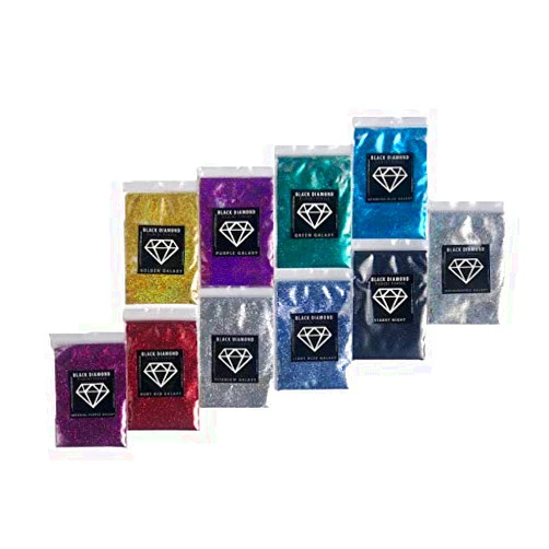 BLACK DIAMOND PIGMENTS Variety Pack 21 (10 Colors) Galaxy Glitter Series by Black Diamond Pigments Multipurpose DIY Arts and Crafts Additive | Natural Bath Bombs, Resin Art, Slime, Epoxy, Soap, Nail Polish