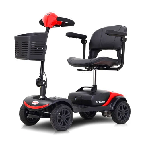 Anwick Folding Mobility Scooter for Seniors 4 Wheel Scooter for Adults Electric Scooter Compact for Travel - Electric Powered Wheelchair Device - Compact Heavy Duty Mobile (LITE-Red)