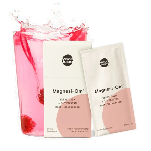 Moon Juice Magnesi-Om Magnesium Powder Supplement - Chelated Magnesium Complex + L-Theanine Blend for Rest, Relaxation & Regularity - Vegan, Non-GMO & No Sugar, Berry Sticks, 0.14 oz, 18 Servings
