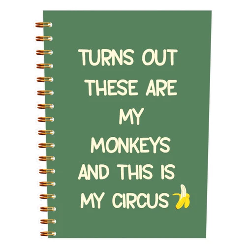 By Qnhij Qnhij Green Office Spiral Notebook 5.5x8.3, Funny Work Journal for Women Men Coworkers, Funny Office Supplies, Turns Out These Are My Monkeys and This Is My Circus Notebooks for Note Taking