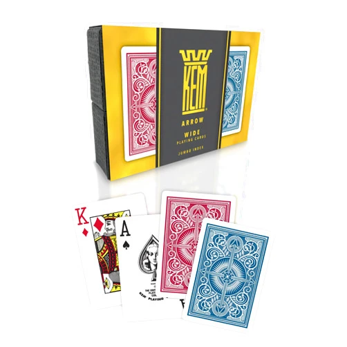 KEM Arrow Red and Blue Plastic Playing Cards, Jumbo Index, Poker Size, Premium Playing Cards, Casino Grade Poker Playing Cards, 2 Decks of Cards