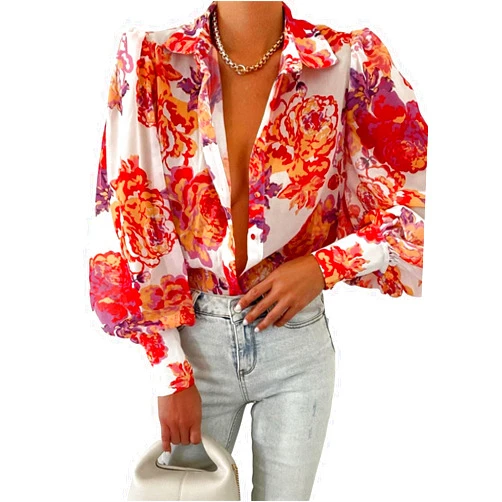EVALESS Womens Tops Button Down Shirts Print Long Sleeve Blouses for Women Fashion 2024