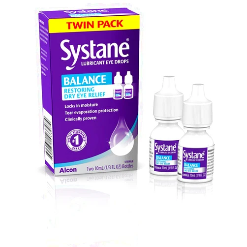 Systane Balance Lubricant Eye Drops, Restorative Formula, Twin pack, 0.33 Fl Oz (Pack of 2)