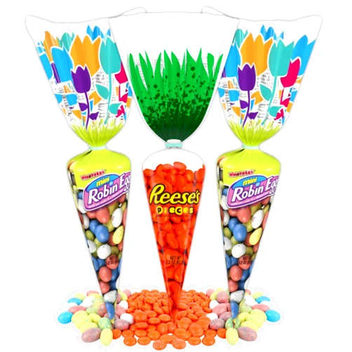 Sweetzo Reese's Pieces Easter Candy Variety in Carrot Bags, Peanut Butter and Mini Robin Egg Whoppers, Gift Basket Stuffers, 2.2 Ounces, 3 Items (2 Robin Eggs & 1 Reese's Pieces)