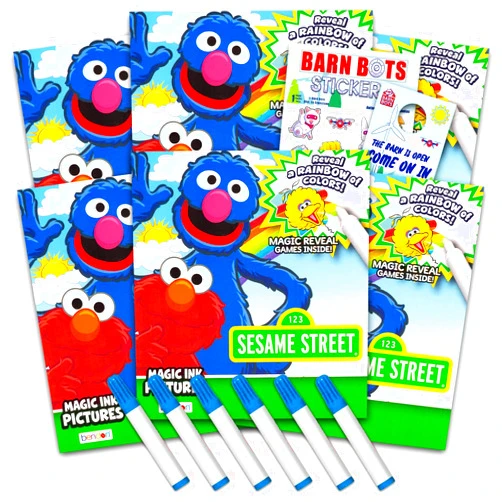 Bendon Sesame Street Imagine Ink Coloring Book Set for Girls Boys - 6 Pack No Mess Coloring Books with Stickers, More (Elmo Sesame Street Party Favors)
