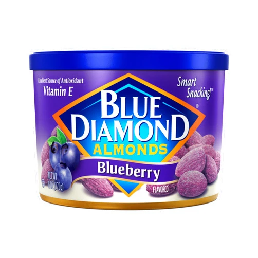 Blue Diamond Almonds, Classic Blueberry Flavored Sweet Snack Nuts perfect size for On-the-go, Lunch, Adults and Kids, 6oz Can