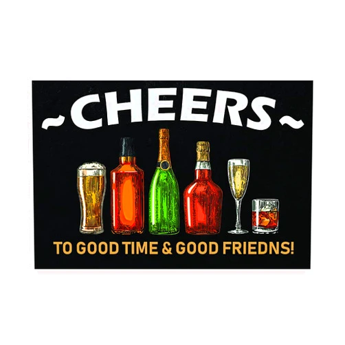 BACK RISE TIN SIGN Cheers to Good Times & Good Friends!, Metal Tin Sign Wall Decor Man Cave Bar Tin Plaques 8 X 12 Inch Home Bedroom Lounge Dining Room Kitchen Coffee Bar Work Office.