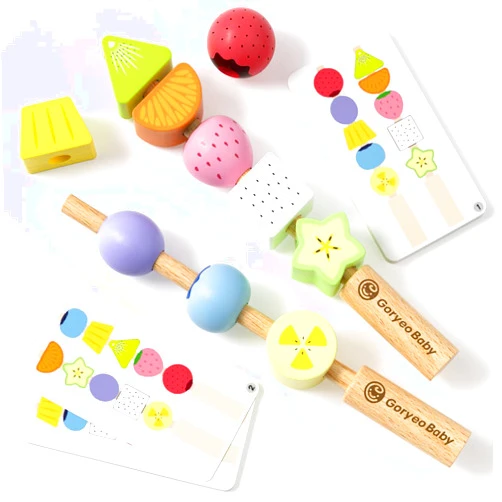 Goryeo Baby Montessori Wooden Beaded Toy for Toddlers3-4 5Years Old, Sorting and Stacking Block Toy,Threading Toys for Toddlers，STEM Preschool Learning Toy, Christmas Birthday Gift for Boys and Girls