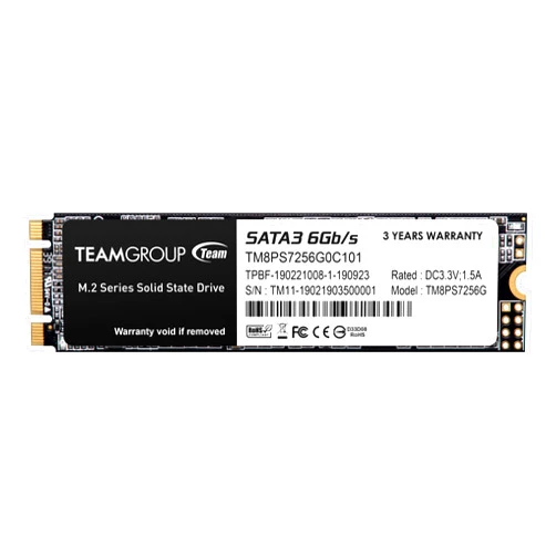 TEAMGROUP MS30 256GB with SLC Cache 3D NAND TLC M.2 2280 SATA III 6Gb/s Internal Solid State Drive SSD (Read/Write Speed up to 500/400 MB/s) Compatible with Laptop & PC Desktop TM8PS7256G0C101