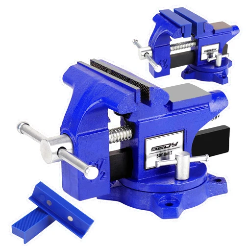 SEDY Heavy Duty Bench Vise 4.5 Inch: Table Clamp Woodworking Vice Press Drill Tools Workbench Wood Metal Pipe Work Shop Block Swivel Slide Cross Welding Machine Kit Milling Grip Precision Magnetic Jaw Pad