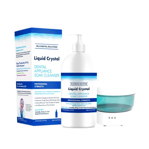 Dr. B Dental Solutions Dr. B Dental Liquid Crystal Soak Cleanser & Solutions Ultrasonic Dental Cleaner Bundle | Complete Dental Appliance Cleaning System for Dentures, Night Guards, Retainers & Aligners