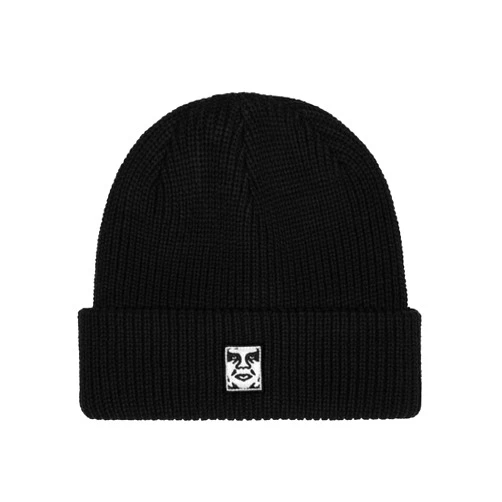 OBEY Men's MID ICON Patch Cuff Beanie Black