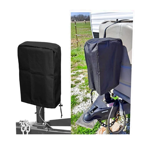 BESULEN Electric Tongue Jack Cover, 600D Oxford Fabric RV Trailer Universal Electric Tongue Jack Protective Cover, RV Accessories Protects Jack from Harmful Sun UV Rays Dust and Water