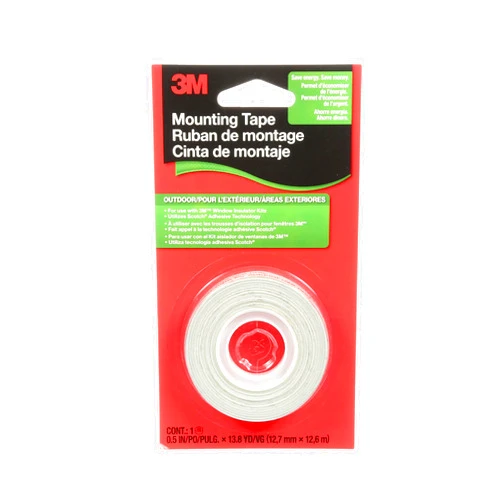 3M Outdoor Insulation Film Mounting Tape, Clear Sealing Tape for Windows and Door Insulating Film, 1/2 in. x 13.8 yd. Roll