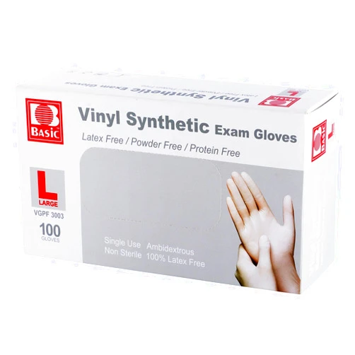 Oh! Trendy Disposable Medical Clear Vinyl Exam Gloves Industrial Gloves - Latex-Free & Powder-Free100PCS - Large