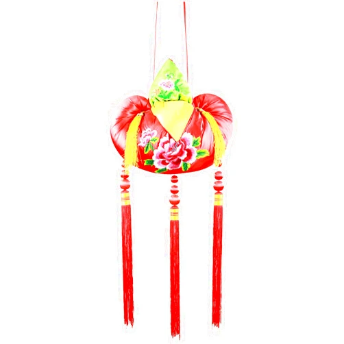 drdong-handmade silk ribbon sachet, palace lantern, embroidery art craft for home decoration-medium and red