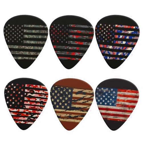 Dolyues American Flag 6 Pack Guitar Picks Set Guitar Plectrums for Guitar Acoustic Guitars Ukulele Electric Guitar Independence Day