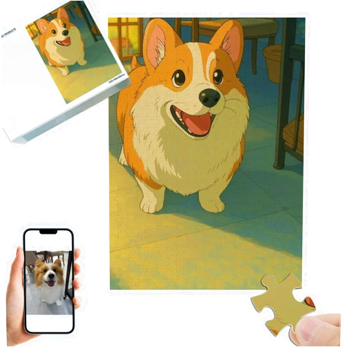 Bujidir Custom Ghibli style Jigsaw Puzzle from photo, Anime Style Personalized Puzzles, Renewable Wood Puzzles, Gift for Her, Gift for Him, Family, Couple (500 Pcs Vertical)