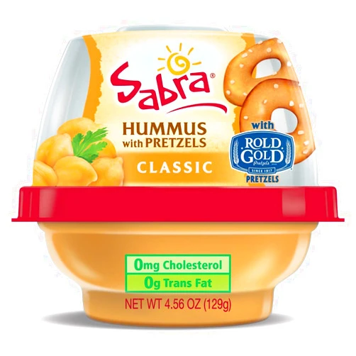 Sabra Snackers Grab n' Go Hummus 4.56 oz Pack of 12 (Classic Hummus with Pretzels)