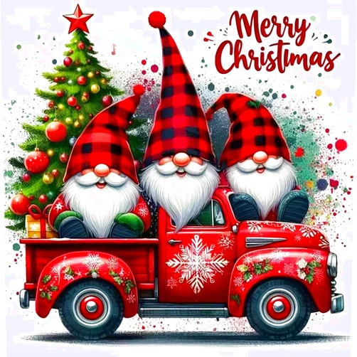 ZQEATRY Merry Christmas Diamond Painting Kits For Adults-Red Car Gnomes Diamond Art Kits For Adults Beginner,DIY 5D Full Round Drill Crystal Rhinestone Gem Art Crafts For Home Wall Decor Gifts11.8x11.8inch