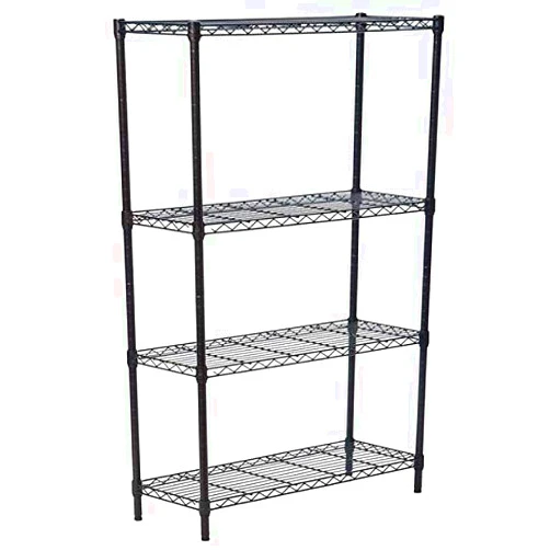 Vacclo 4-Shelf Storage Shelves Heavy Duty Shelving Unit for Kitchen Metal Shelves Garage Organizer Wire Rack Shelving Storage Unit Shelf Adjustable Utility NSF Certification Commercial (Black)