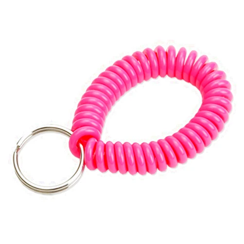Lucky Line 2” Diameter Spiral Wrist Coil with Steel Key Ring, Flexible Wrist Band Key Chain Bracelet, Stretches to 12”,unisex,adult Pink, 1 PK (410661)