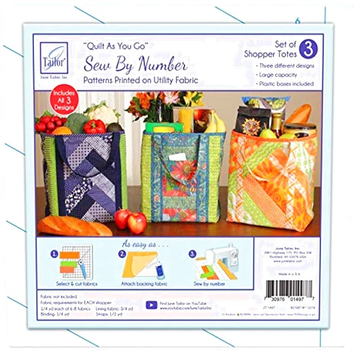 June Tailor Inc Quilt As You Go Shoppers Totes-3pk QAYG Sew/Nbr Utility Shop Tote