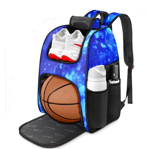MATEIN Basketball Bag, Sturdy Soccer Bag with Ball Holder & Shoe Compartment, Large Basketball Backpack for Training Equipment, Water Resistant Sports Ball Backpack Fits Volleyball Football, Colorful