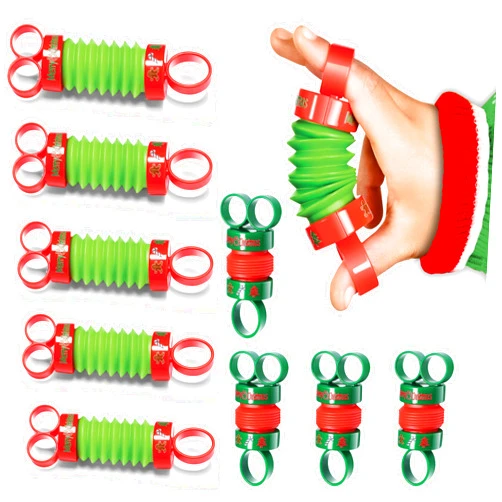 Stargo Christmas Stocking Stuffers Finger Poppers Fidget Toy Kids - Christmas Sensory Toy for Girls & Boys - Occupational Therapy Stocking Stuffers Bulk Party Favors Goody Bag Filler - Pack of 10 Red & Green