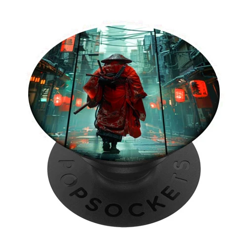 The Ghost Samurai Sword Japanese Bushido Spirit in Samurai retro vaporwave Cyberpunk PopSockets Standard PopGrip