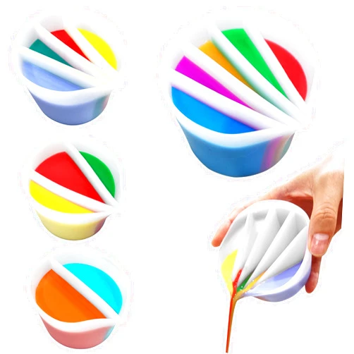 Winmany Split Cup for Paint Pouring Fluid Art Silicone Split Cup Resin Pouring Painting Tools DIY Making Drawing Accessories Reusable Split Cup with Dividers (5 Channels)