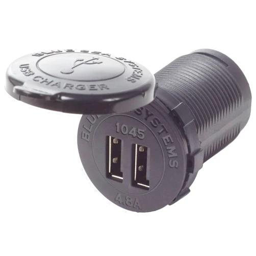 Blue Sea Systems 1045 Fast Charge 4.8A Dual USB Charger Socket Mount, 12V/24V