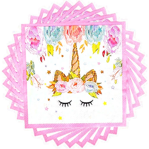 United-Unicorns 50 PCS Pink Unicorns Napkins for Girls' Birthday Parties - Perfect Party Supplies for Baby Showers - Disposable Unicorn Tableware Paper Napkins