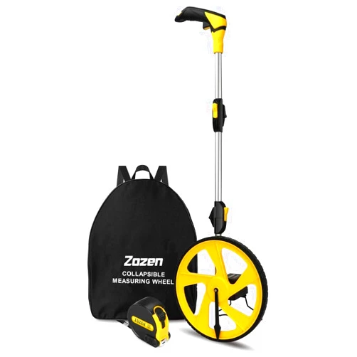 Zozen Measuring Wheel in Feet and Inches, Collapsible with One key to Zero, Kickstand, Starting Point Arrow and Cloth Carrying Bag, Measurement 0-9,999 Ft.