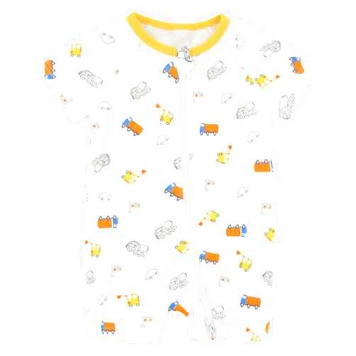 GLEAMING GRAIN Baby Boy Girl Cotton Short Sleeve Zipper Rompers Infant 2-way Zippers Comfy Summer Jumpsuit Pajamas