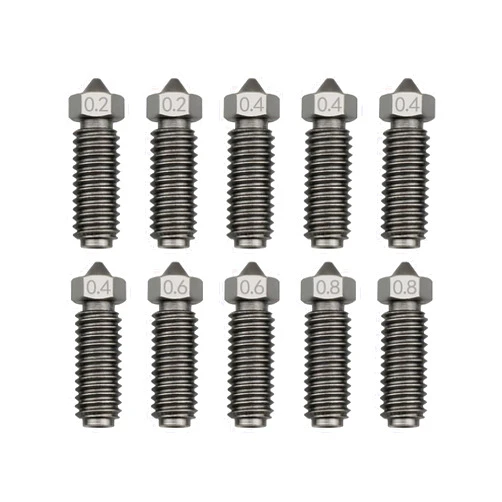 ULXIOM 10 Pcs Hardened Steel Nozzle Fit for Anycubic Kobra 3 3D Printer, M6 Thread, 0.2 mm 0.4 mm 0.6 mm 0.8 mm, Quick-Swap High Flow